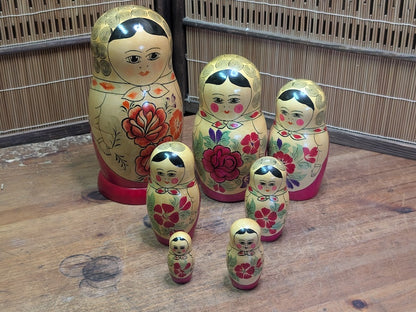 Vintage USSR Matryoshka Doll 1970s Russian Nesting Set Made in USSR Stamp Auction Japan