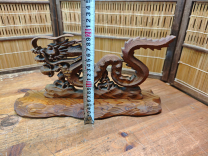 Vintage Japanese Yakusugi Wood Dragon Sculpture Hiryu Hand Carved 1980s Art