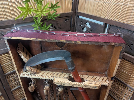 1800s Japanese Antique Forged Steel Kusari-Gama, Authentic Japan Gov Auction